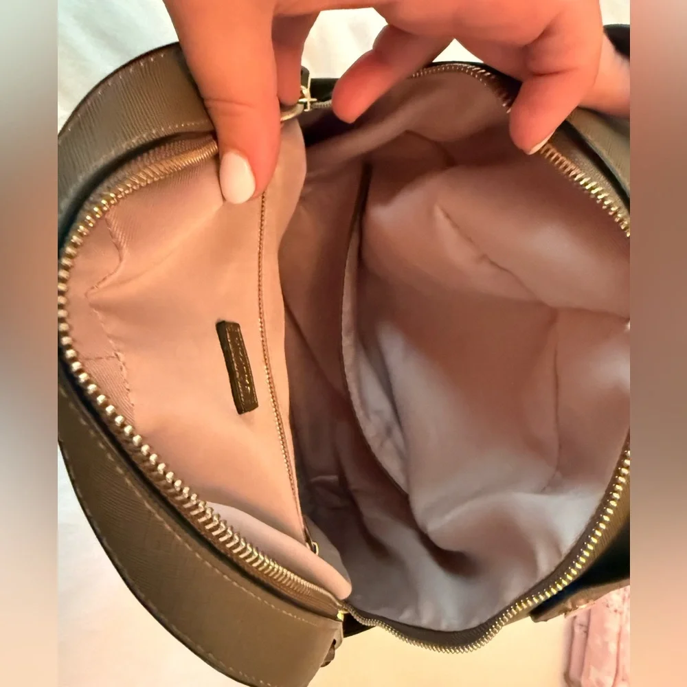 Calpak Taupe Backpack with Black Whipstitch Trim
